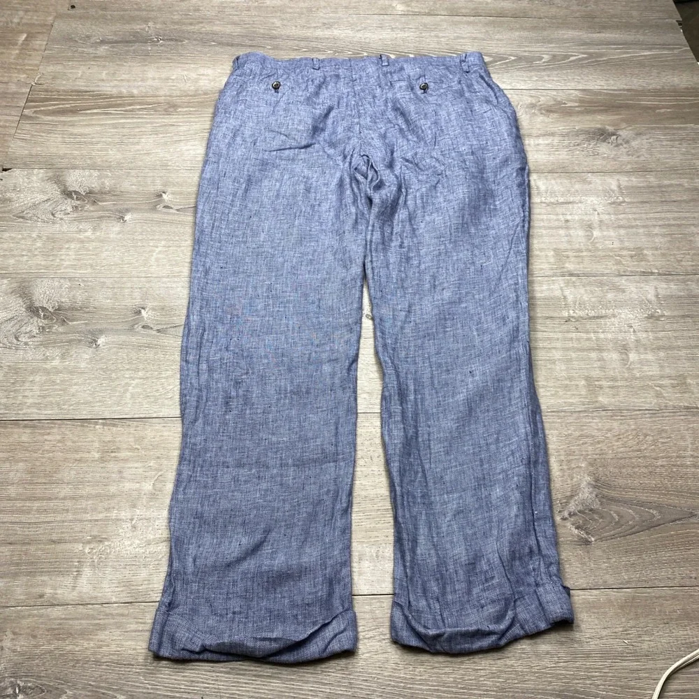 Murano Zac Linen Pants Mens 36x30 Blue Baird McNutt Classic Fit Summer Trousers
